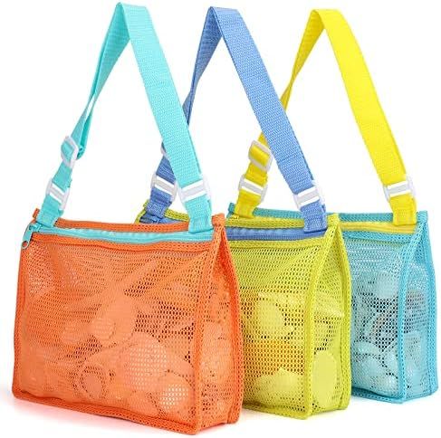 Beach Toy Mesh Beach Bag Kids Shell Collecting Bag Beach Sand Toy Totes for Holding Shells Beach Toy | Amazon (US)