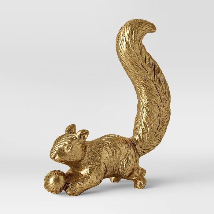 6.6" x 5.5" Rolling Harvest Squirrel Figurine Gold - Threshold™ | Target