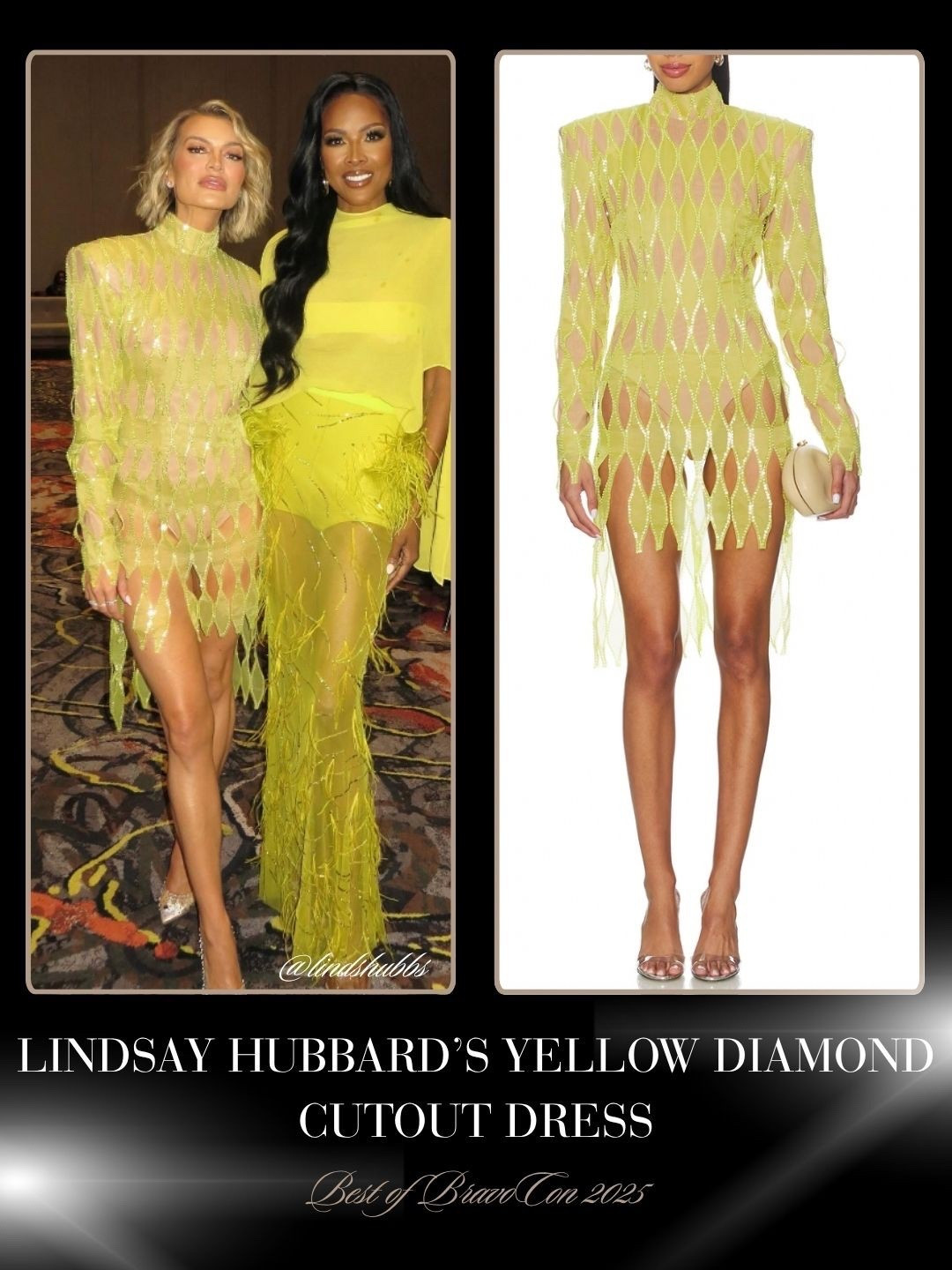 Lindsay Hubbard’s Yellow Diamond Cutout Dress 📸 = @lindshubbs 