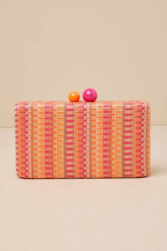 Positano Minaudiere Pink Multi Woven Hard Case Clutch | Lulus