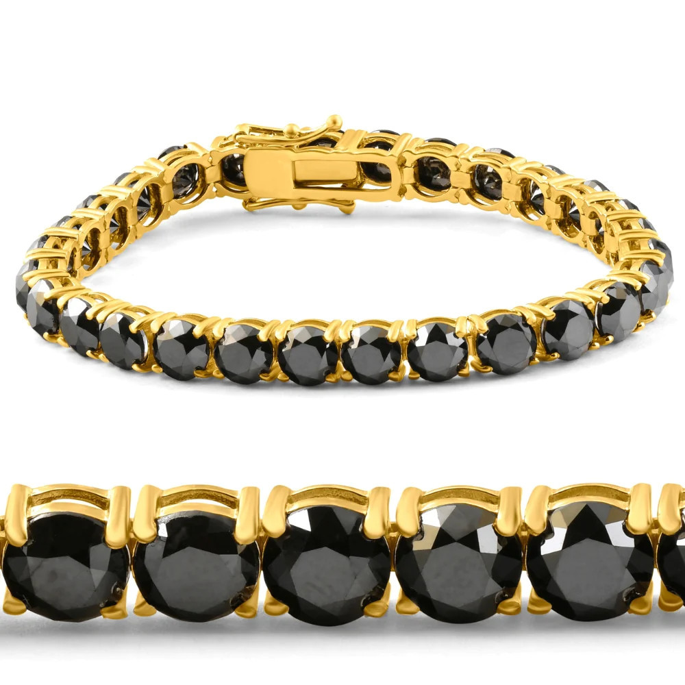 35Ct Black Diamond 14k Yellow Gold Women's Tennis Bracelet 7 | Shop Simon