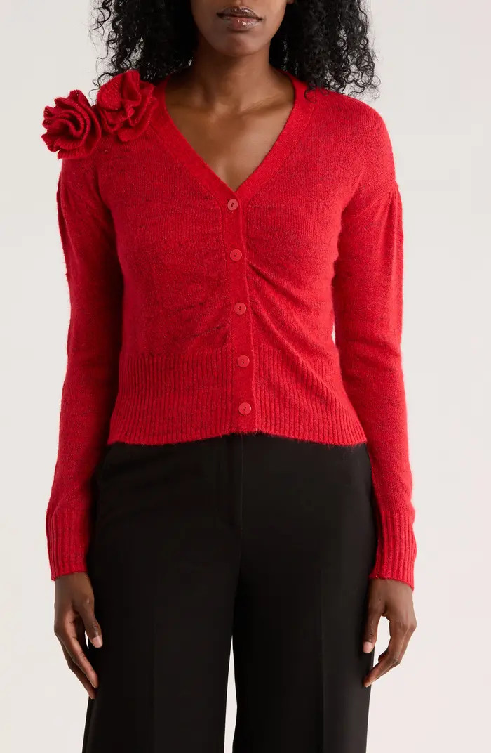 ELIE ELIE TAHARI Metallic Rosette Cardigan | Nordstromrack | Nordstrom Rack