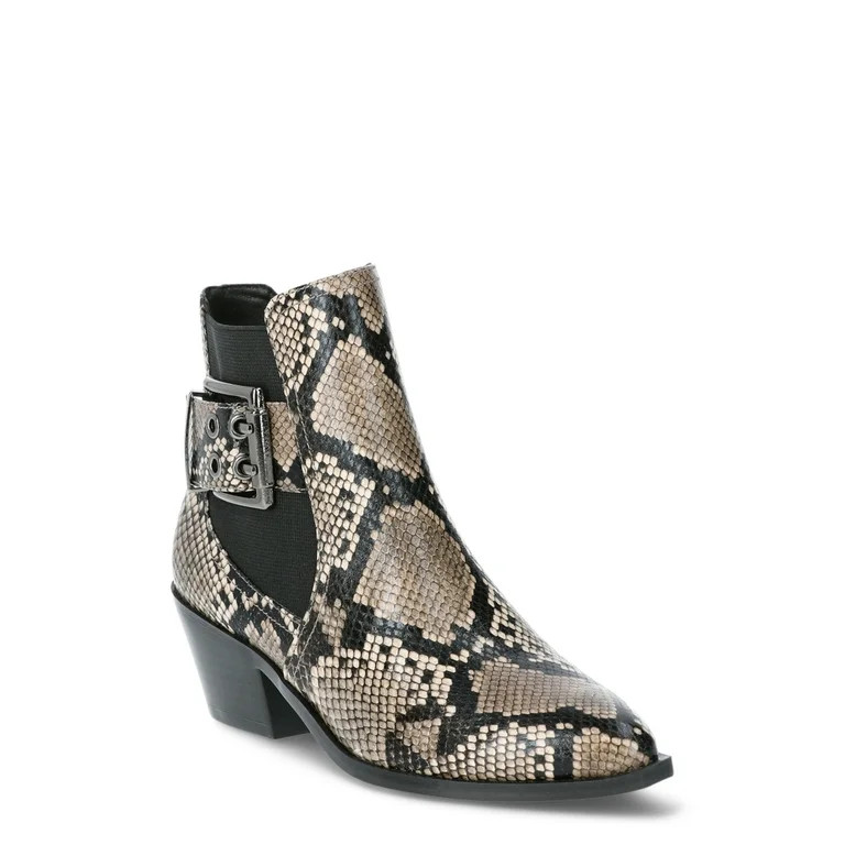 Scoop Women’s Faux Leather Moto Buckle Ankle Booties | Walmart (US)