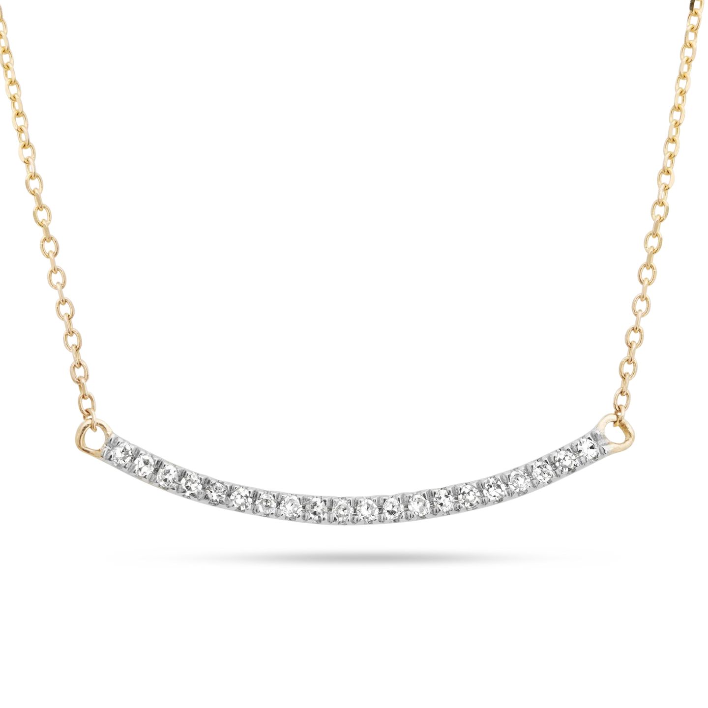 Tiny Pave Diamond Curve Bar Necklace | Stone & Strand