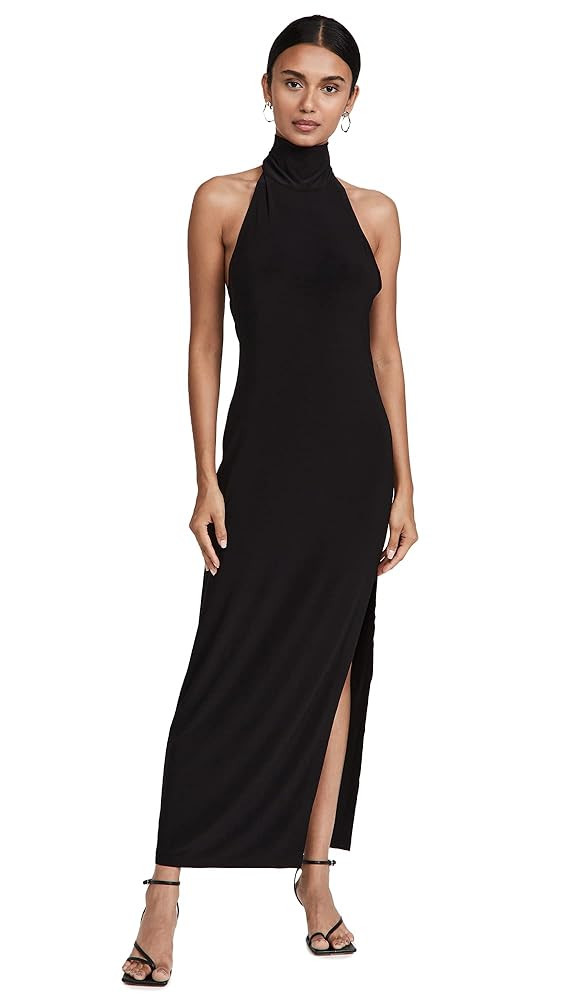 Norma Kamali Women's Halter Turtle Side Slit Gown | Amazon (US)