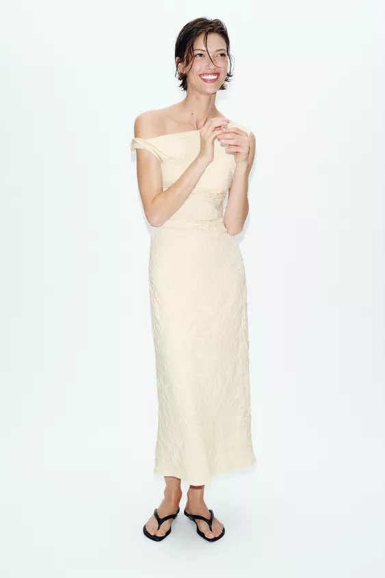 PLEATED JACQUARD DRESS | Zara US