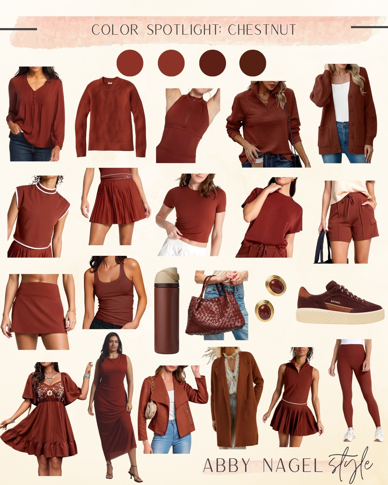 Chestnut: 🌰 
A beautiful shade of reddish brown.  

#LTKStyleTip #LTKSeasonal #LTKFindsUnder100