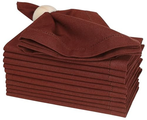 Bedding Craft Cotton Cloth Dinner Napkins Set of 12 – 18x18 Poppy Red with Frayed Fringe – Machine Washable Fabric Napkins for Weddings, Baby Showers, Parties & Daily Dining | Amazon (US)