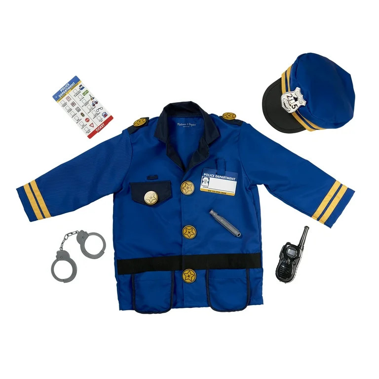 Melissa & Doug Police Officer Role Play Costume Dress-Up Set (8 Pcs) | Walmart (US)