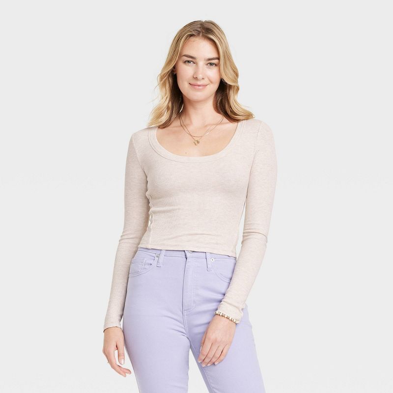 Women's Ribbed Long Sleeve Scoop Neck T-Shirt - Universal Thread™ | Target