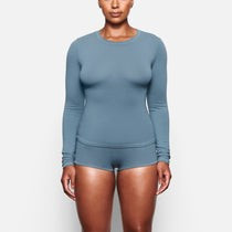 Cotton Jersey Long Sleeve T-Shirt - Kyanite | SKIMS | SKIMS (US)