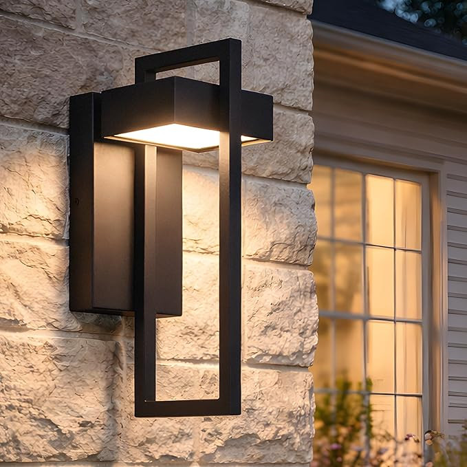 Black Outdoor Wall Light Hardwired, 13.8" Modern Outdoor Wall Sconce , Dimmable Adjustable Light ... | Amazon (US)