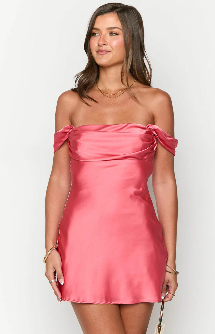 Zoella Pink Off The Shoulder Mini Dress | Beginning Boutique (US)