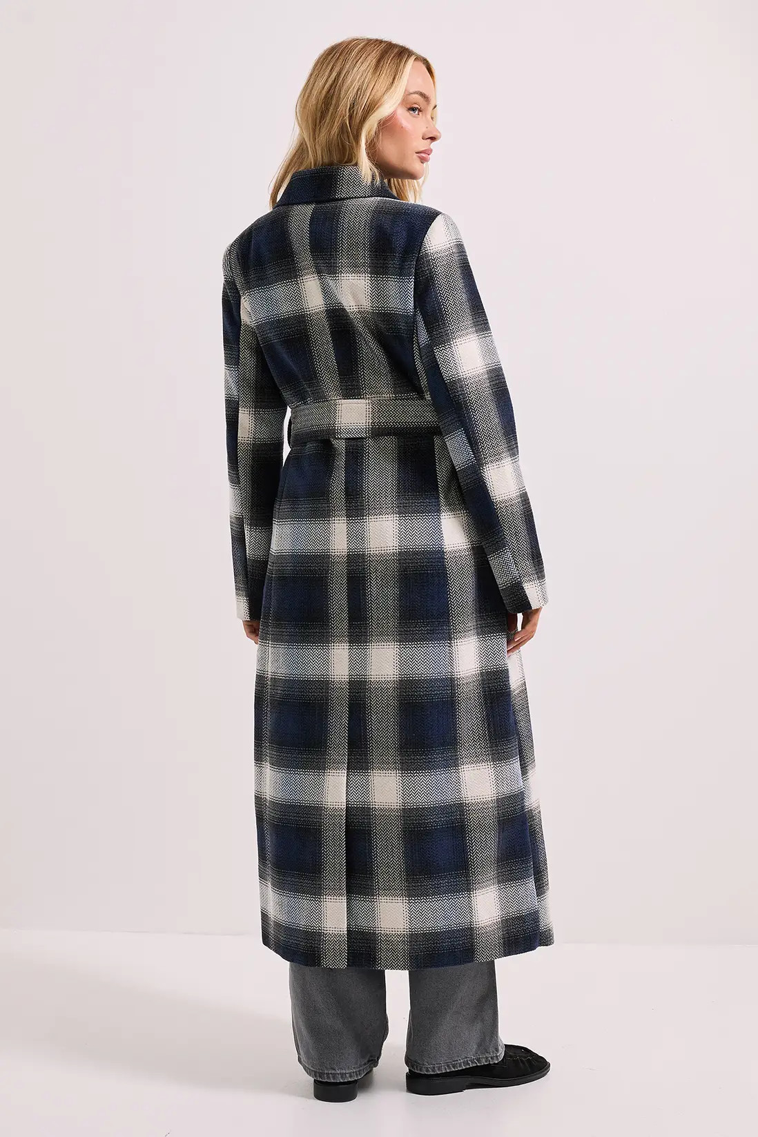 Check Detail Fur Cuff Detail Belted Coat | boohoo (US & Canada)