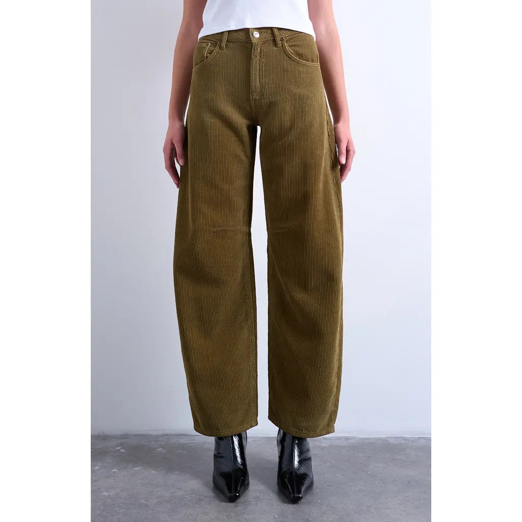 Topshop High Waist Barrel Corduroy Jeans in Tan at Nordstrom Rack, Size 24 Tall | Nordstrom Rack