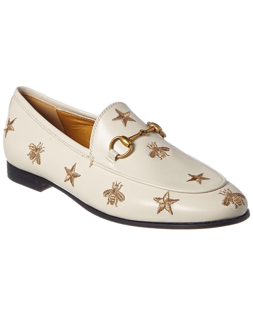 Gucci Jordaan Bees & Stars Embroidered Leather Loafer | Ruelala