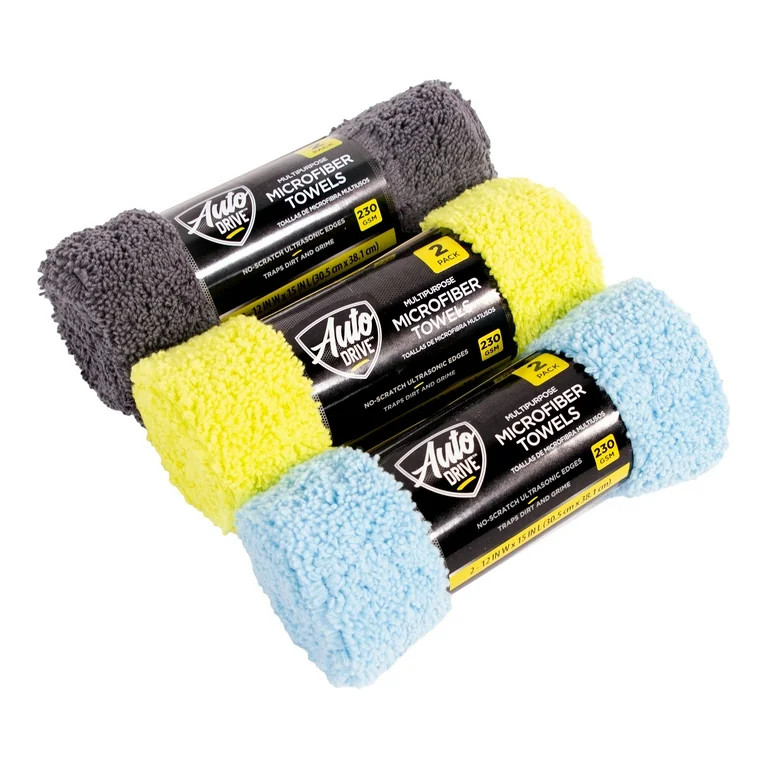 Auto Drive Microfiber Multi-Purpose Microfiber Towel, Cleaning Towel 2 Pack, Assorted Colors | Walmart (US)