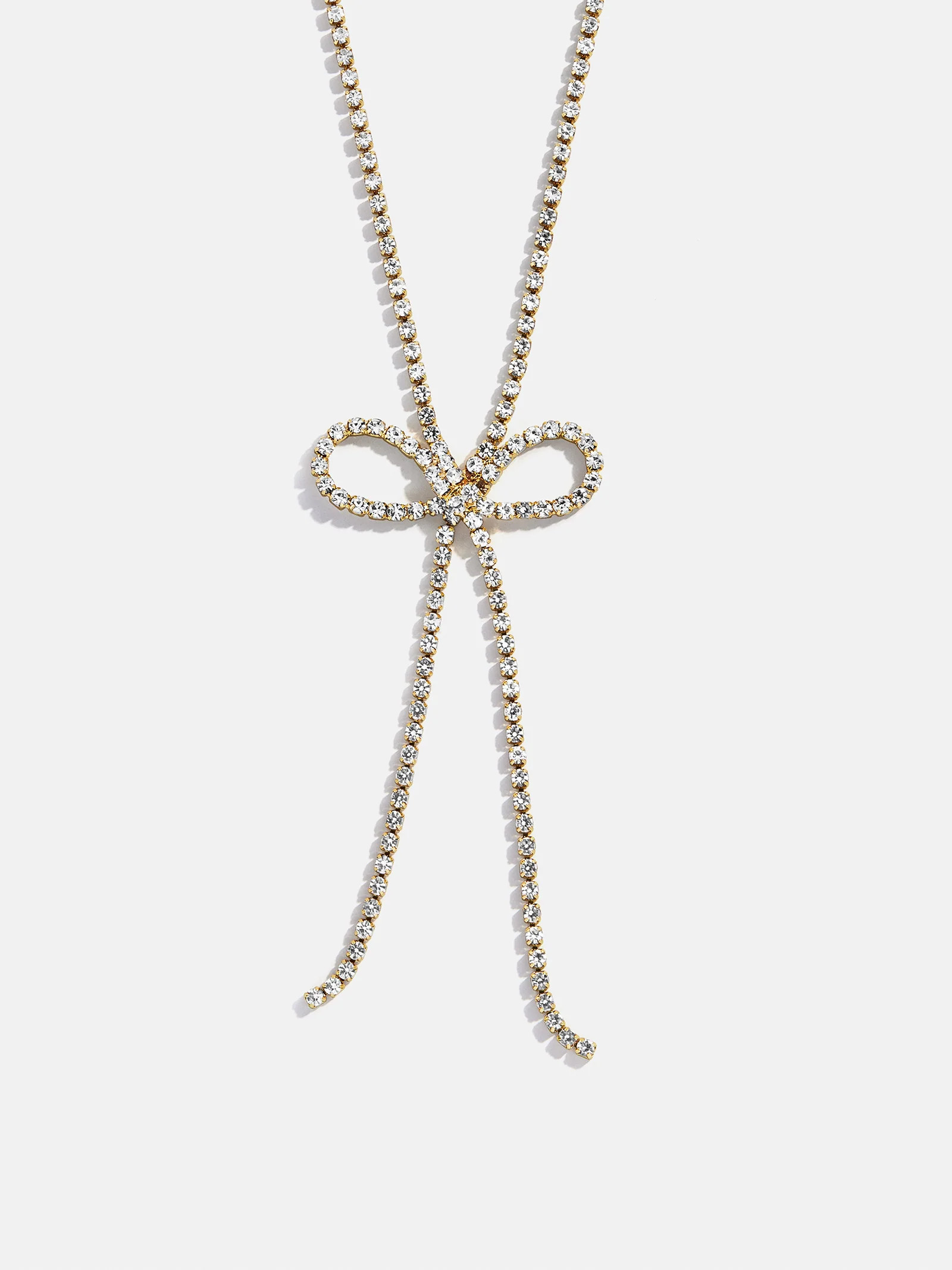 Gigi Bow Lariat Necklace - Gold/Pavé | BaubleBar