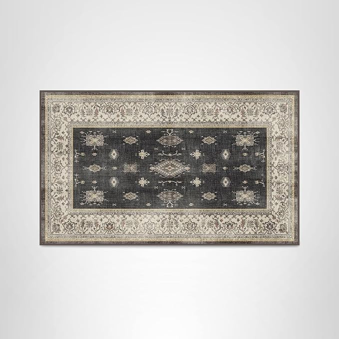 RUGGABLE Washable Vintage Area Rug – Verena Dark Wood 3x5, Stain-Resistant, Non-Slip – Small ... | Amazon (US)