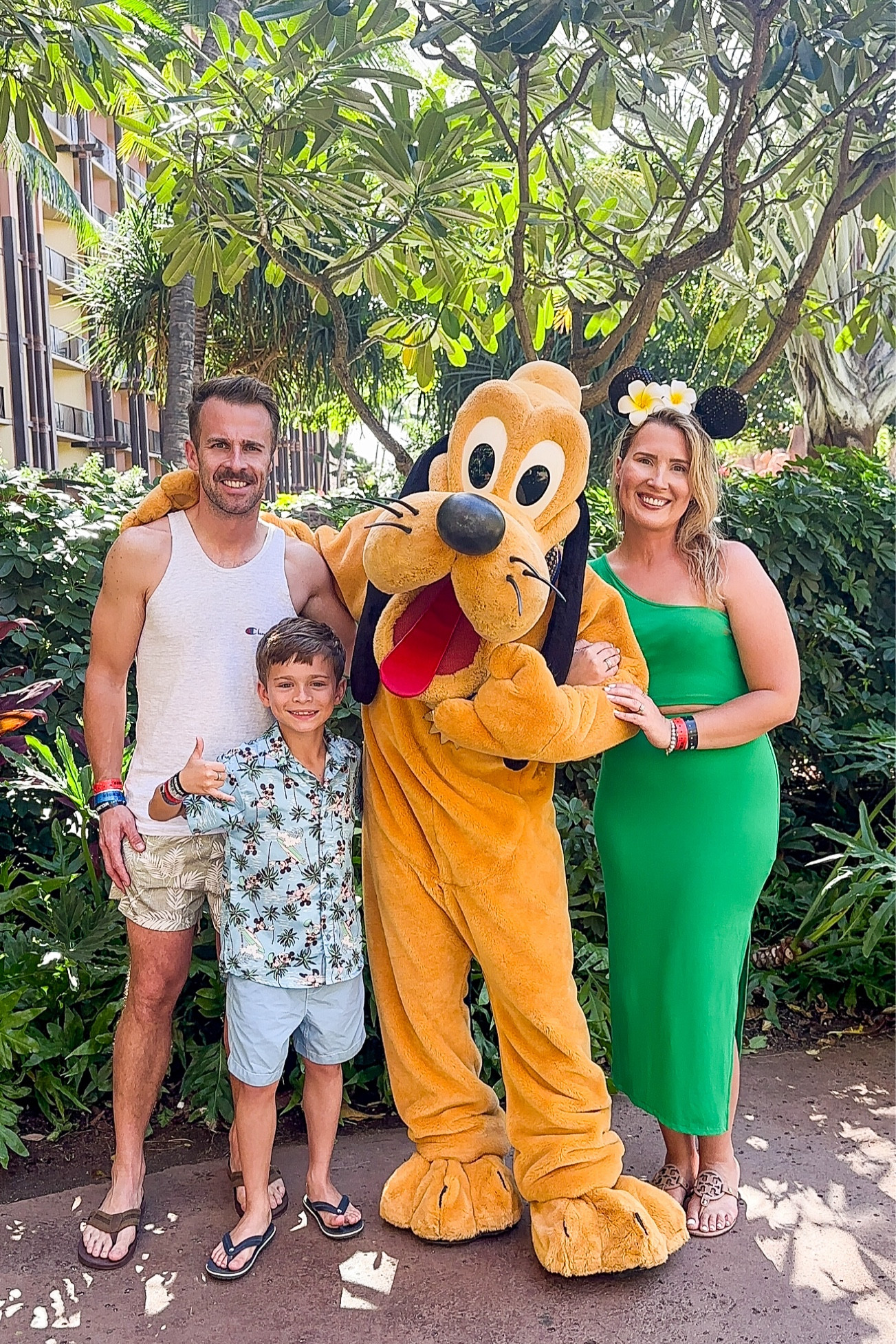 Family outfits!
This green dress got me so many compliments. I love it so much, it’s so comfortable and comes in a ton of colors.  I paired it with my Tory Birch sandals. Joe’s shorts are actually tropical print swim shorts that he gave the stamp of approval and you can never go wrong with a tropical Mickey Mouse two piece set that you can mix and match. 

#LTKFamily #LTKStyleTip #LTKTravel