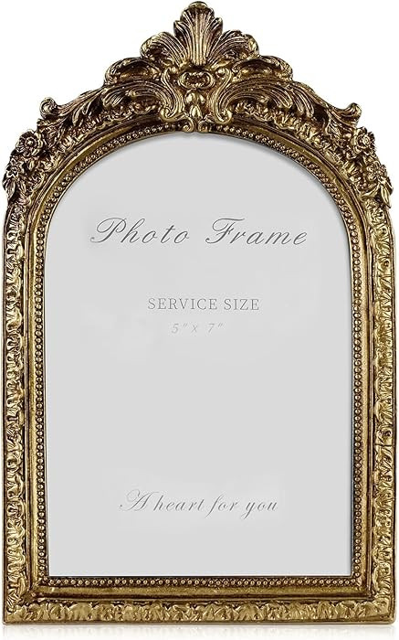 Cuspin Vintage Picture Frames 5x7 Gold Frame, Gold Ornate Resin Photo Frame with Glass Front for ... | Amazon (US)