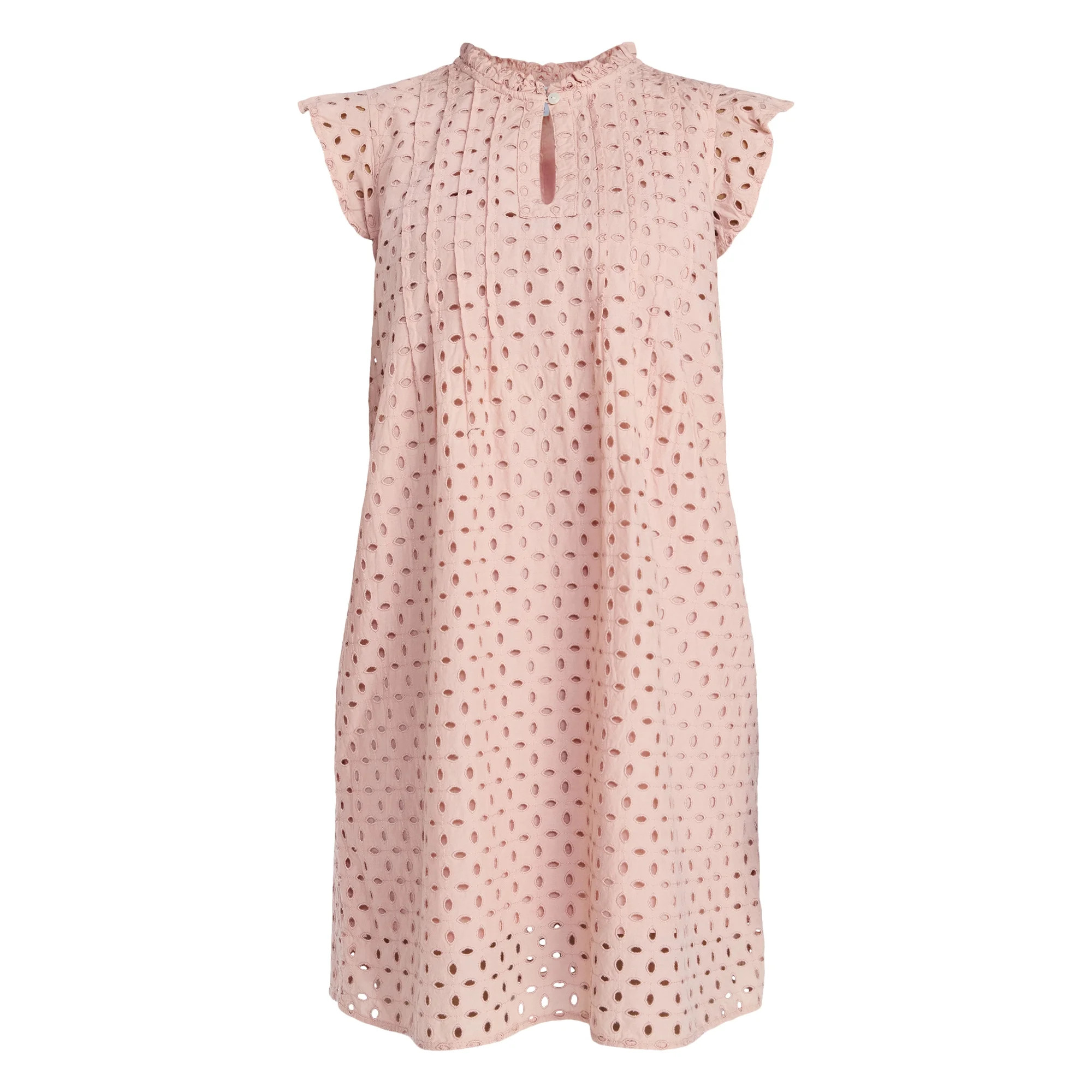 Time and Tru Women's Cotton Eyelet Mini Dress with Flutter Sleeves, Sizes XS-XXXL | Walmart (US)