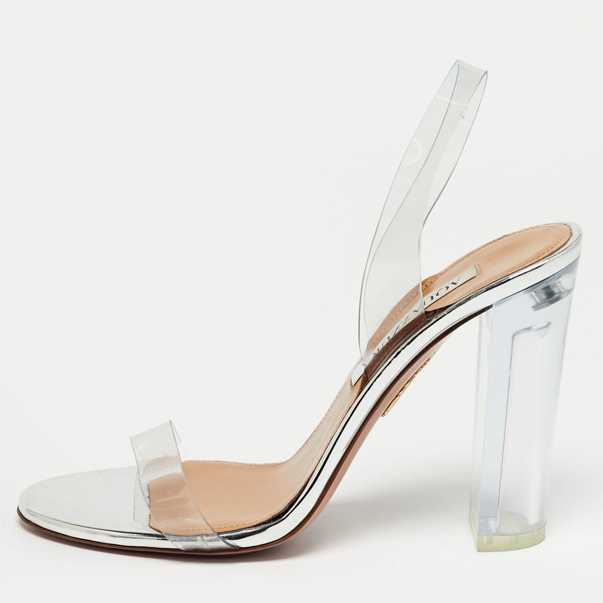 Aquazzura Transparent Leather And Pvc So Nude Slingback Sandals | Shop Simon