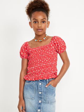 Puff-Sleeve Smocked Top for Girls | Old Navy (US)