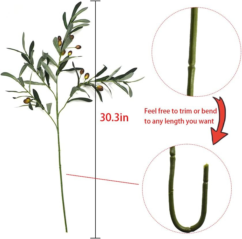 Vopie 3 Pack Artificial Plants Greenery Olive Branche Leaves Fake Plants Fruits Branches for Flor... | Amazon (US)