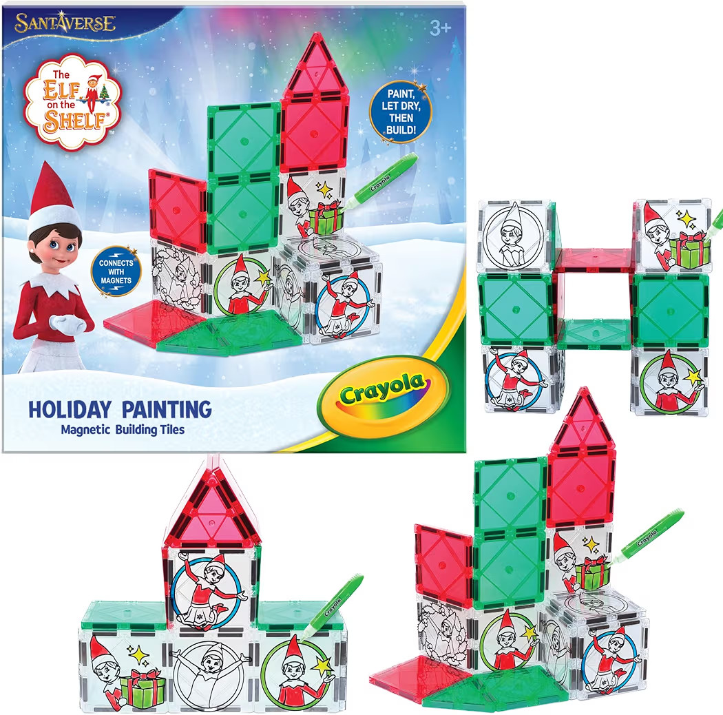 CreateOn Crayola Elf on The Shelf Paint On Tiles, Magnetic Building Tiles Kit with Crayola Paint ... | Amazon (US)