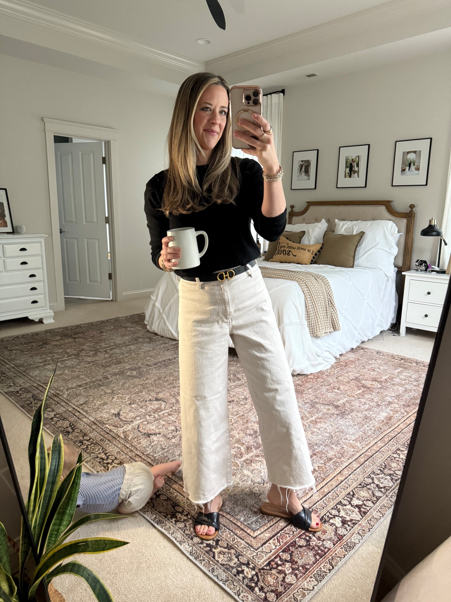 Casual workwear for the summer to fall transition. This sweater is very lightweight so perfect for workplaces that pump the AC. 

Ecru Jeans: Target | I sized up to a 4
Black Lightweight Crewneck Sweater: Amazon | S
Black Sandals: Amazon | TTS

Coastal Style | Nantucket Style | Grandmillenial Style | New England Style | Fall Workwear 



#LTKFindsUnder50 #LTKStyleTip #LTKautumn
