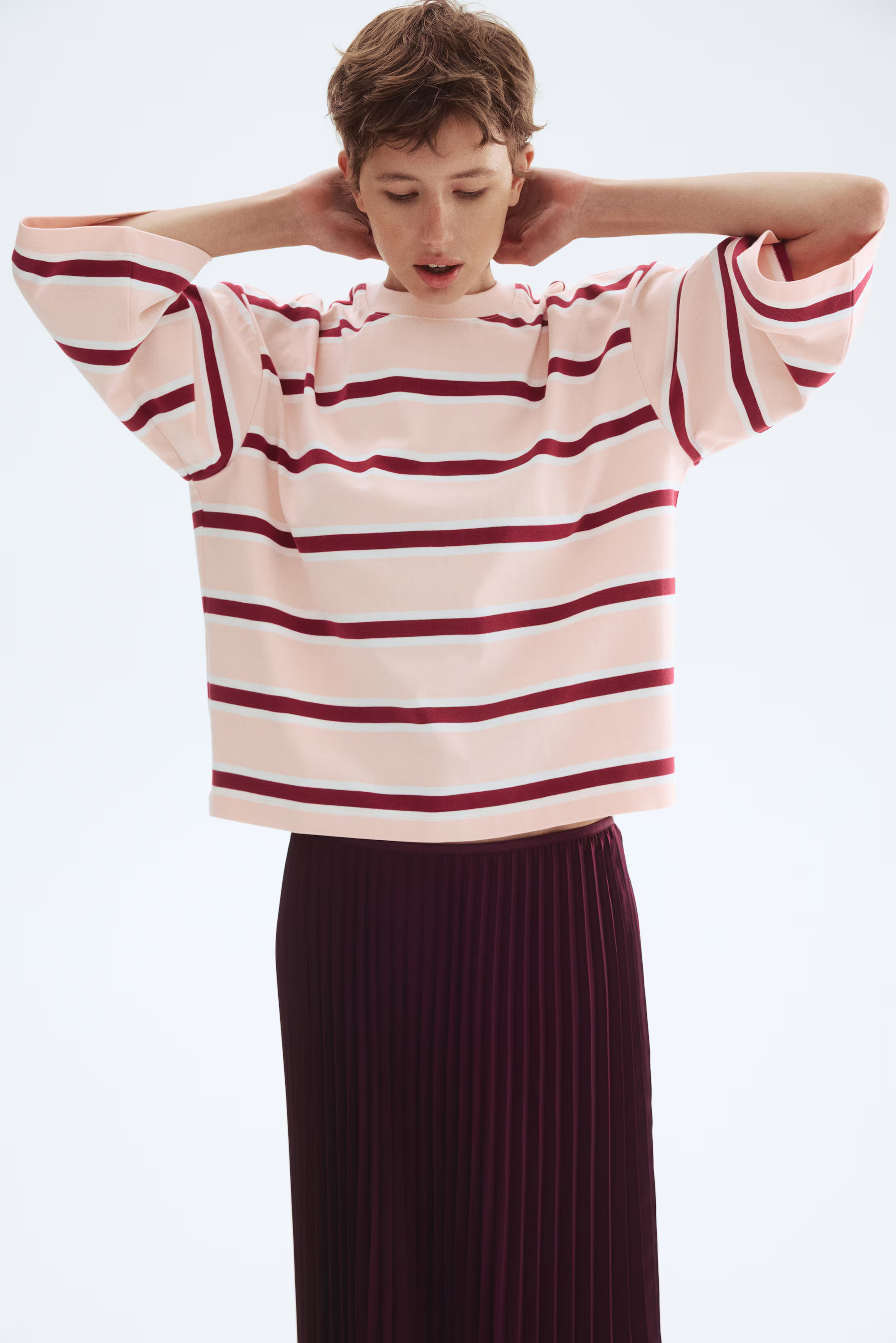 Top de corte holgado en algodón - Rosa empolvado/Rayas - MUJER | H&M ES | H&M (FR, IT, ES, PT, BE)