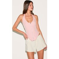 Pale Pink Boned Dip Hem Corset | PrettyLittleThing US