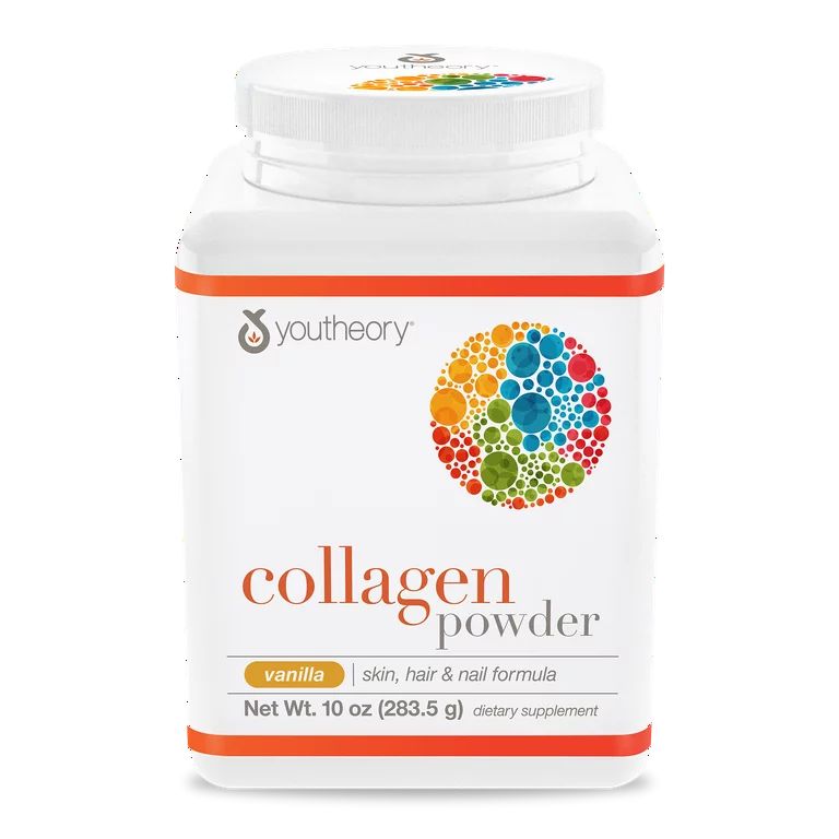 Youtheory Collagen Powder with Vitamin C and Biotin, Vanilla, 10 oz | Walmart (US)