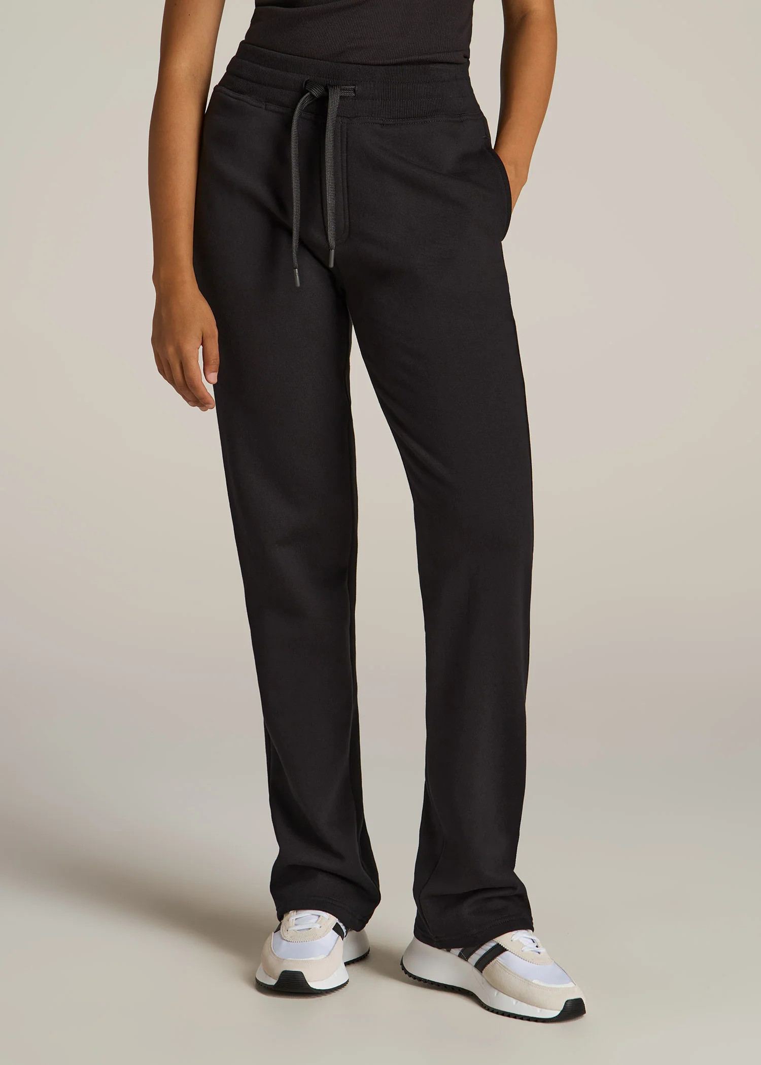 Wearever Fleece Open-Bottom Sweatpants for Tall Women in Black | American Tall