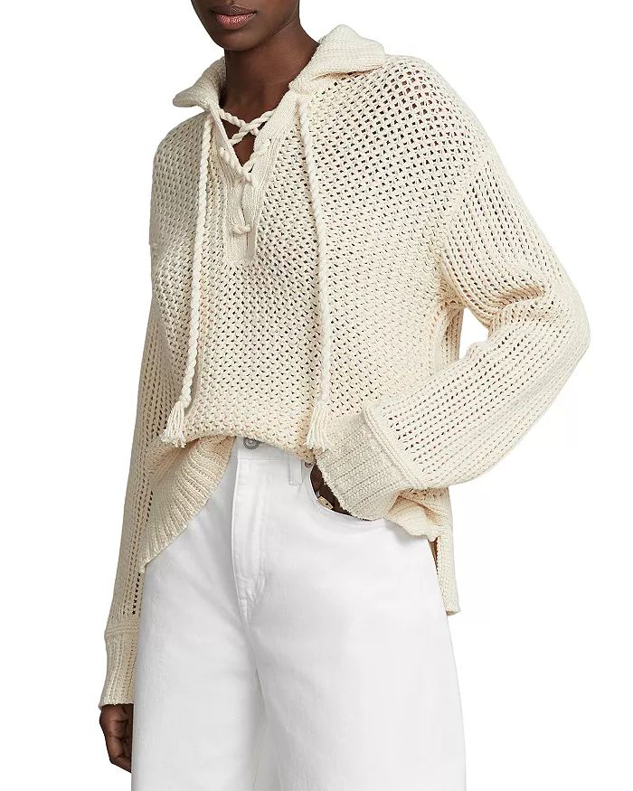 Lace Up Open Knit Sweater | Bloomingdale's (US)