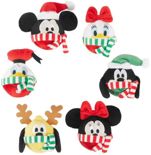 Disney Holiday Mickey Mouse & Friends 2-in-1 Tearable Plush & TPR Squeaky Dog Toy, 6 count | Chewy.com