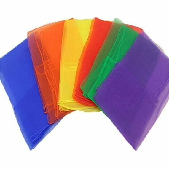 Sensory scarves sensory fabric rainbow colour fabric squares magic gymnastics rhythm movement jug... | Etsy (US)