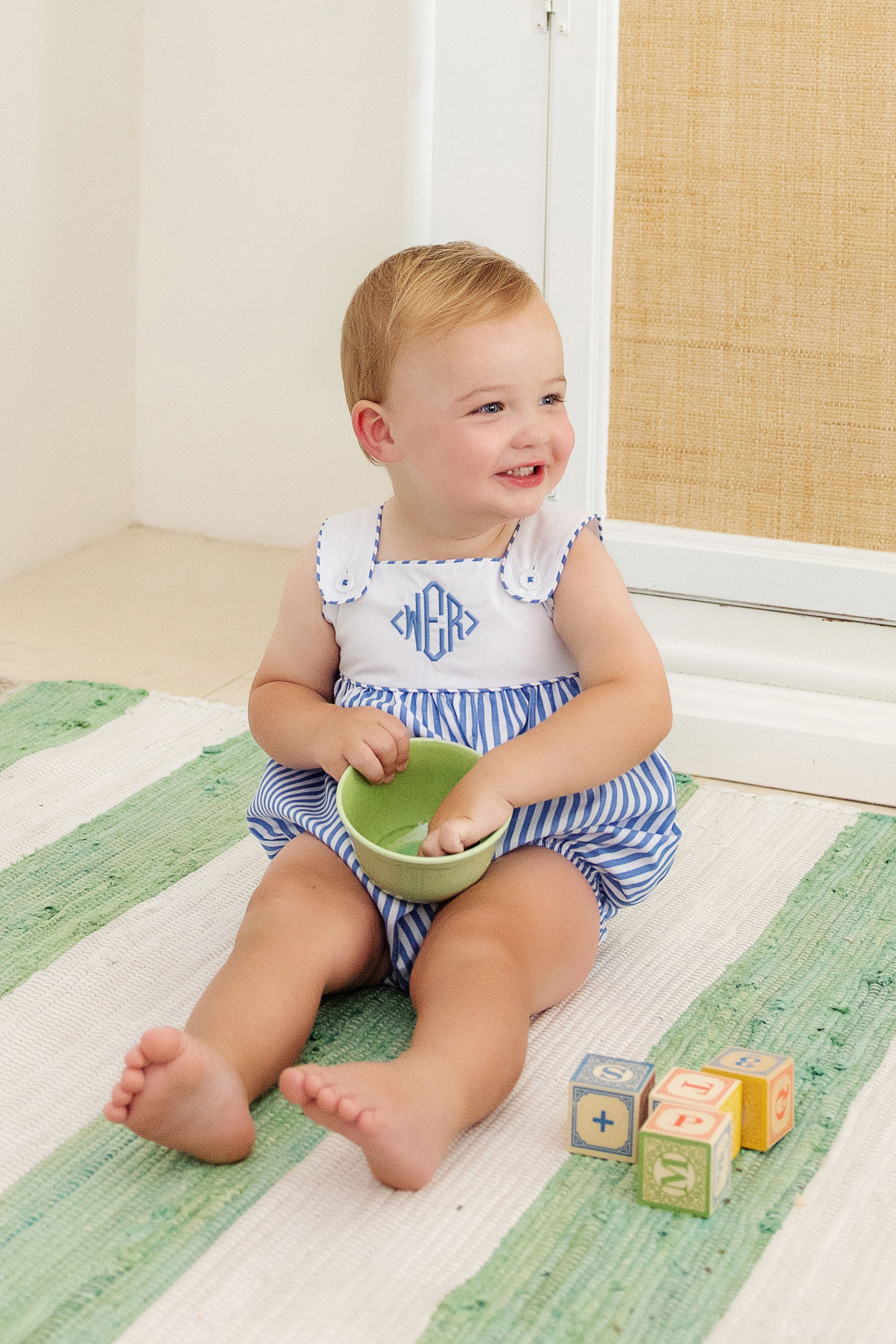 Bingham Bubble - Barbados Blue Stripe with Worth Avenue White | The Beaufort Bonnet Company