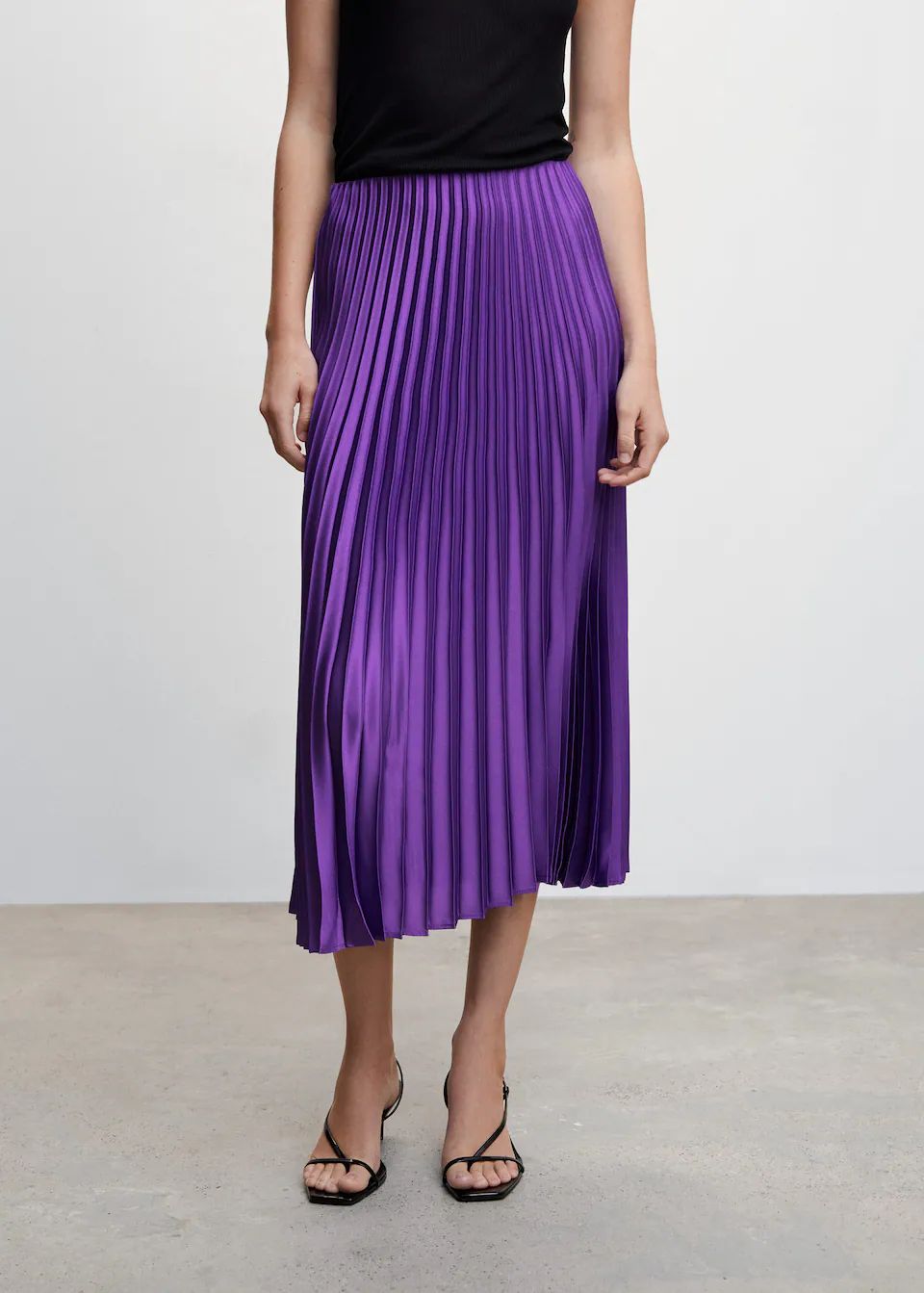 Satin pleated skirt | MANGO (US)