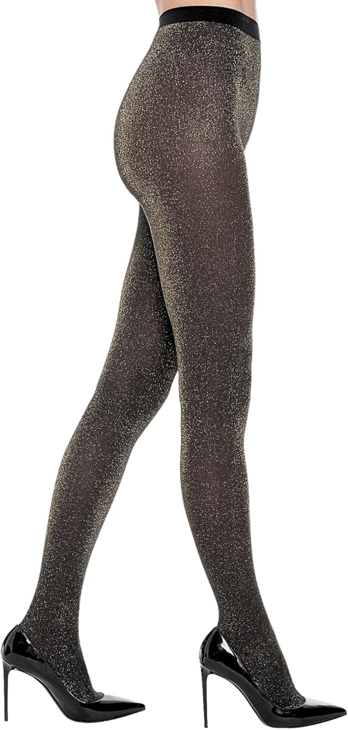 Women's Sparkly Metallic Golden Silvery Shimmer Tights 50D High Waist Glitter Pantyhose Party Eve... | Amazon (US)