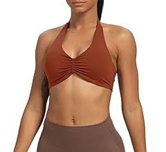 Aoxjox Women's Workout Sports Bras Fitness Backless Padded Taylor Scrunch Halter Bra Yoga Crop Ta... | Amazon (US)