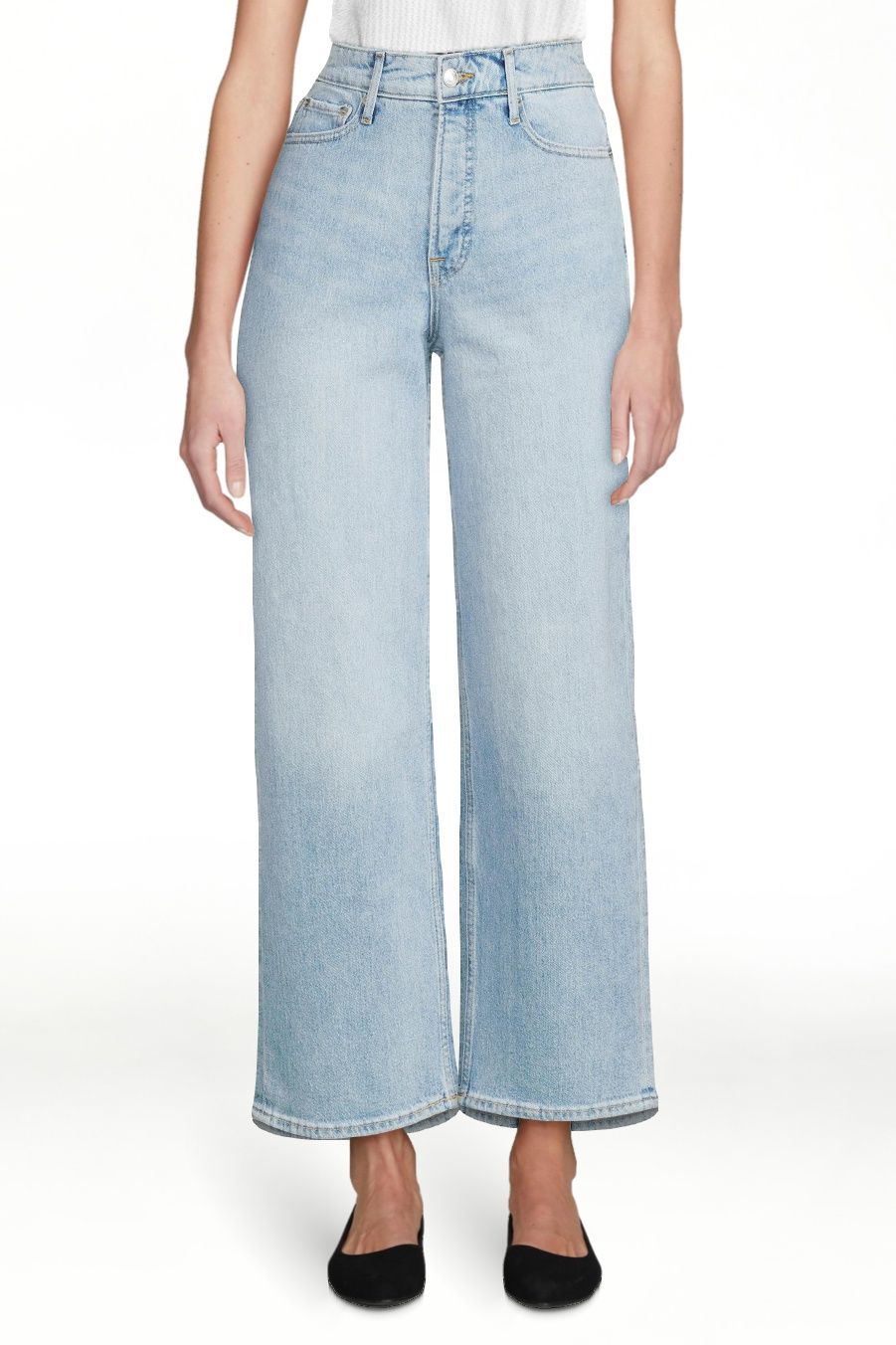 Free Assembly Women's Cropped Wide High Rise Straight Jeans - Walmart.com | Walmart (US)