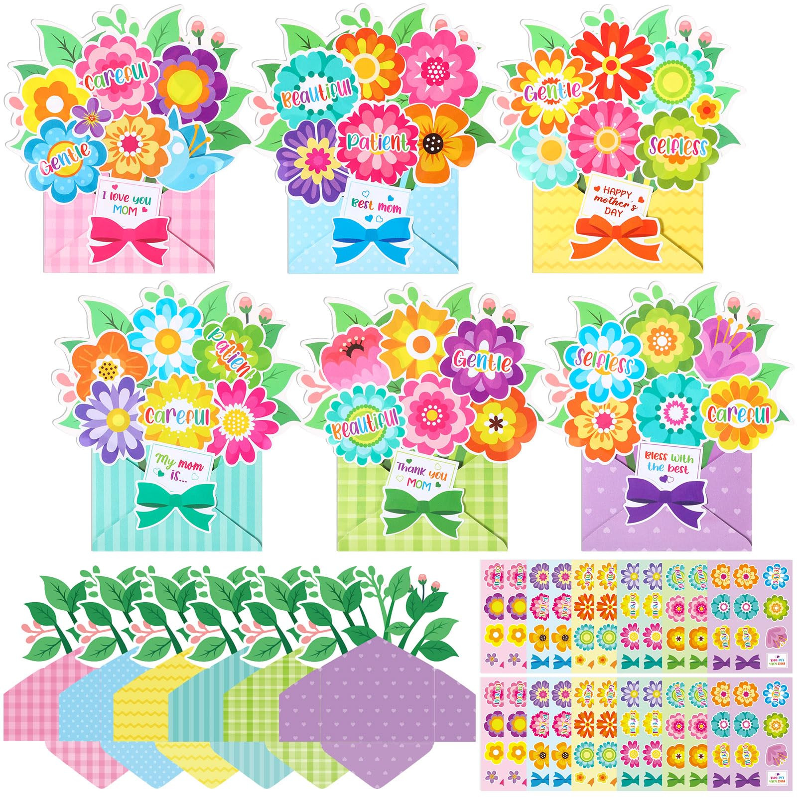 Funrous 24 Set Mothers Day Flower Craft Kit DIY Greeting Card Making Kits Mother's Day Make Your ... | Amazon (US)