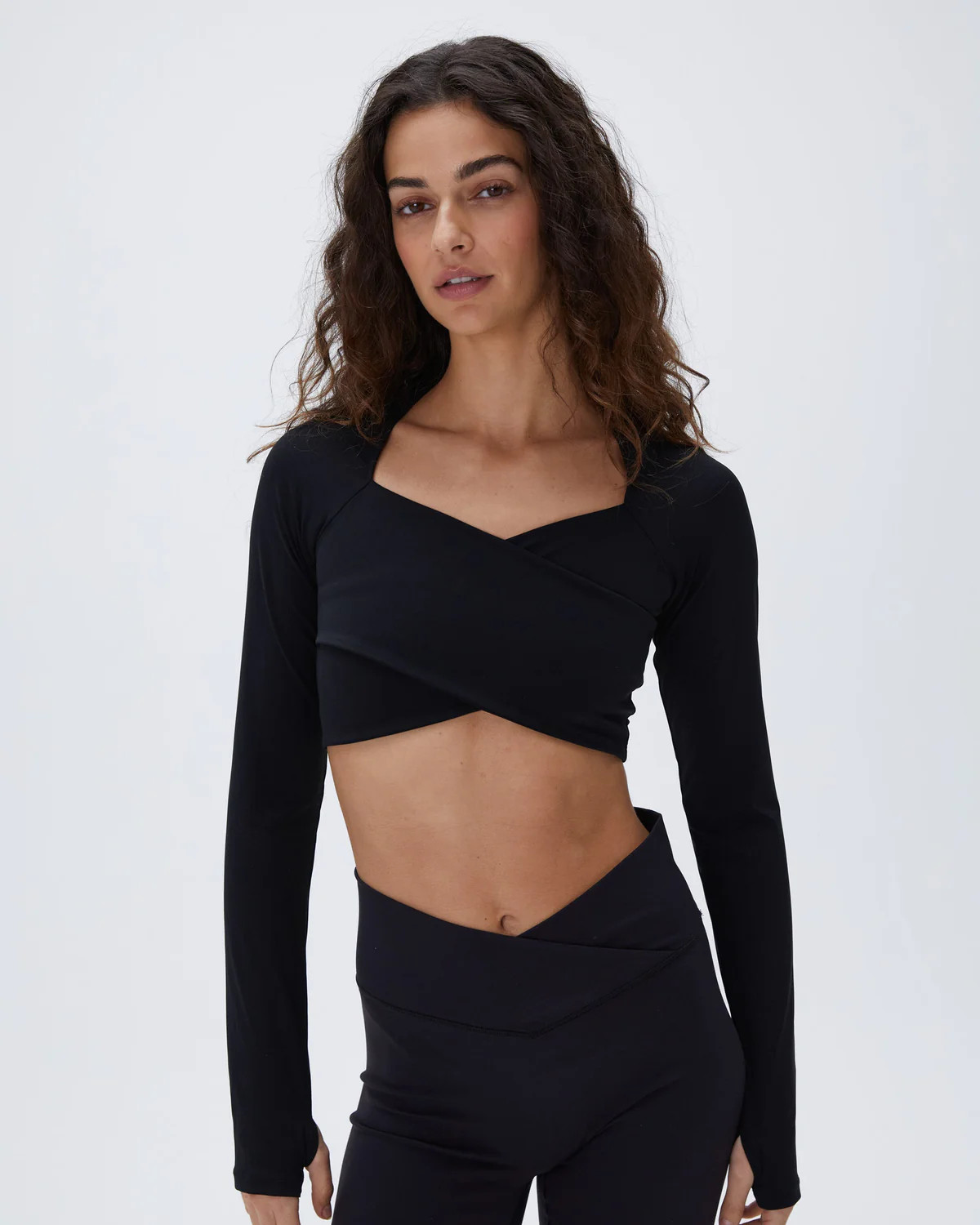 Ultimate Long Sleeve Wrap Top - Black | Adanola UK