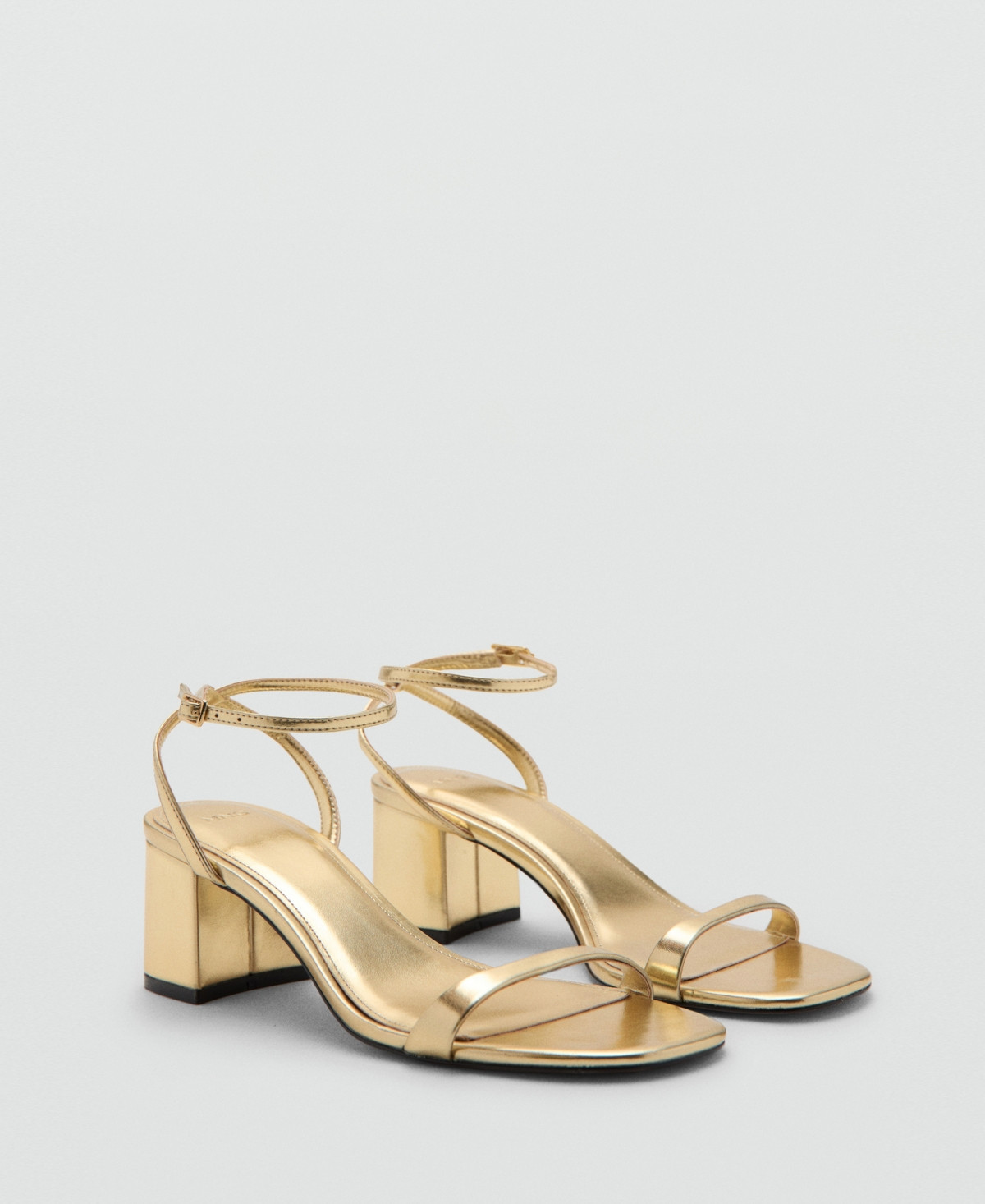 Mango Women's Block-Heel Strap Sandals - Gold | Macy's