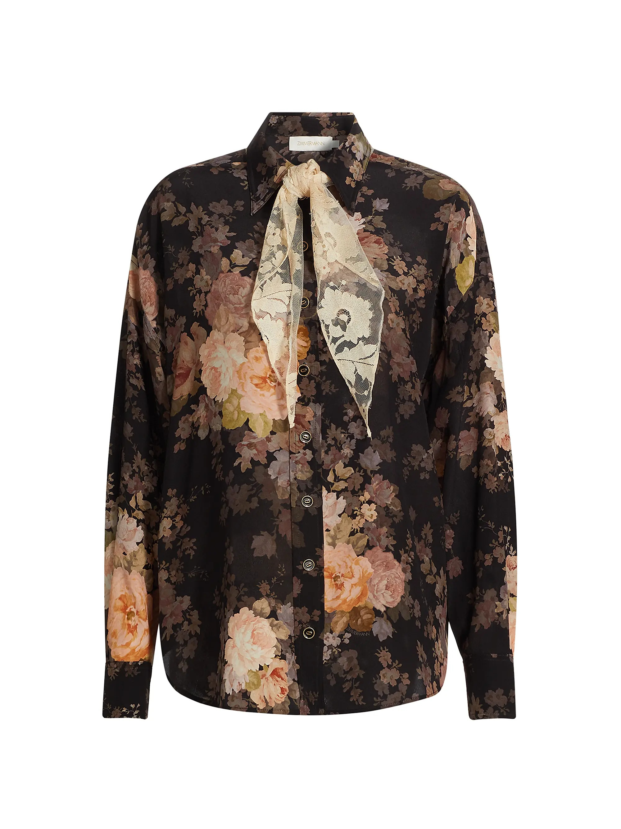 Floral Silk Tieneck Shirt | Saks Fifth Avenue
