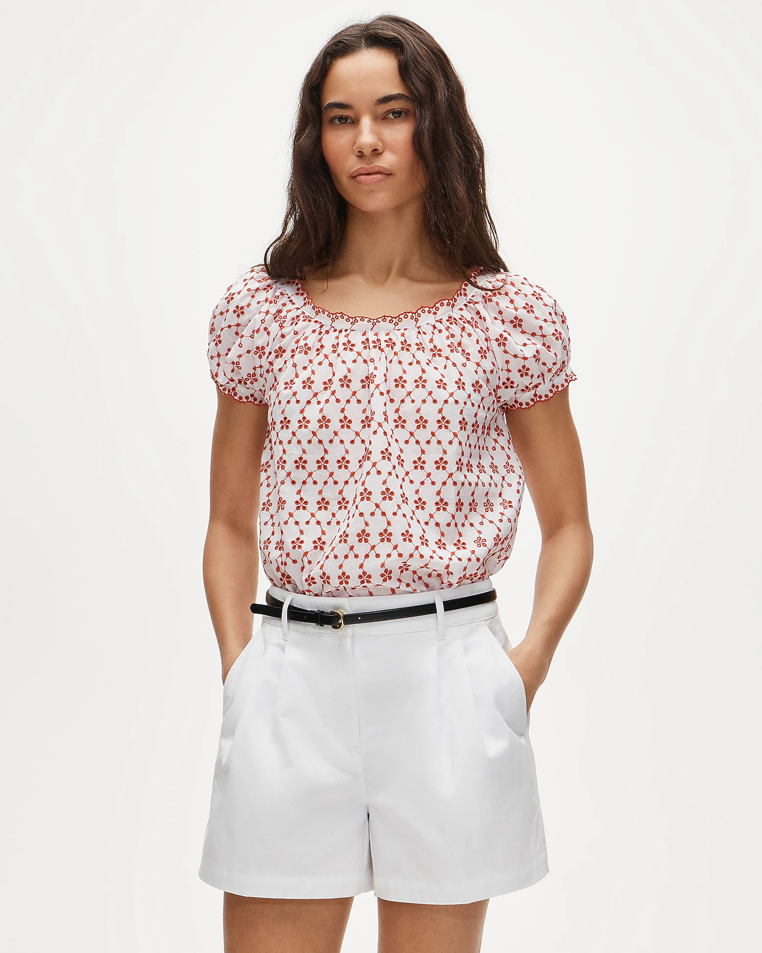 Scallop-trim eyelet top | J. Crew US