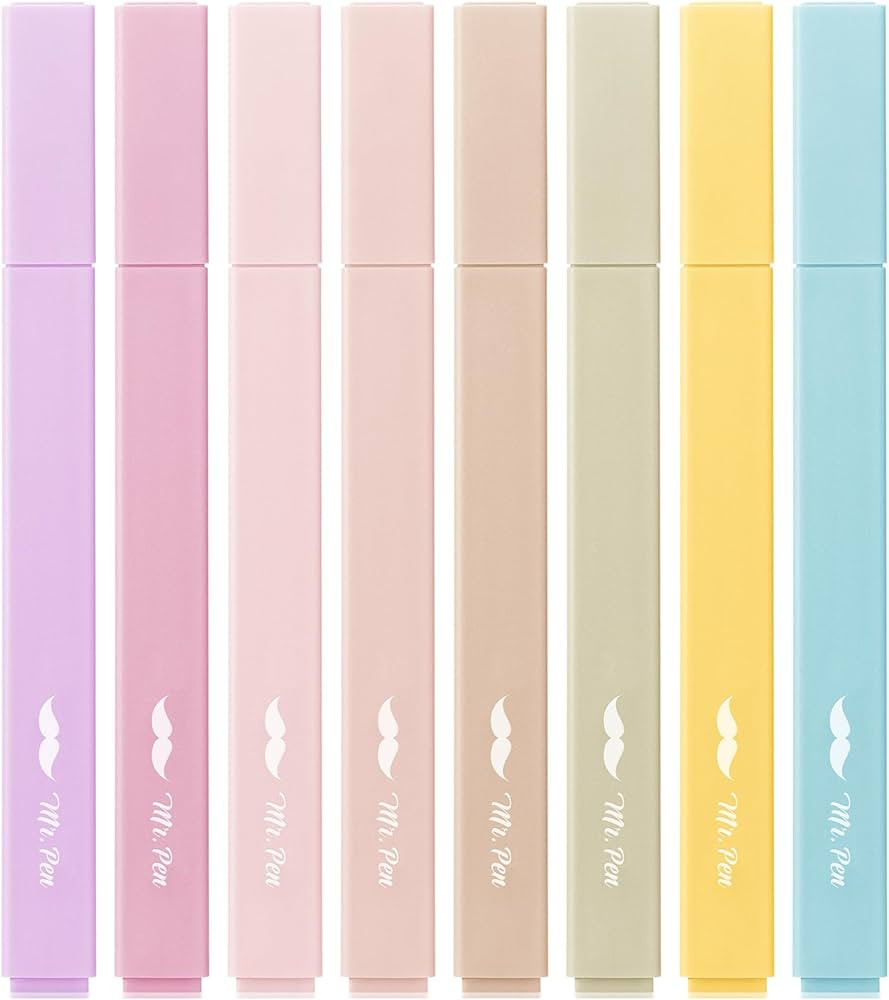 Mr. Pen- Aesthetic Highlighters, 8 pcs, Chisel Tip, Neutral Colors, Cute Highlighters Assorted Co... | Amazon (US)