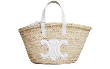 Teen Triomphe Celine classic panier in palm leaves and calfskin - CELINE | 24S US